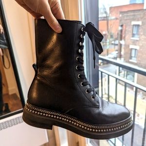 Vince Camuto black leather combat boots 8.5/39
